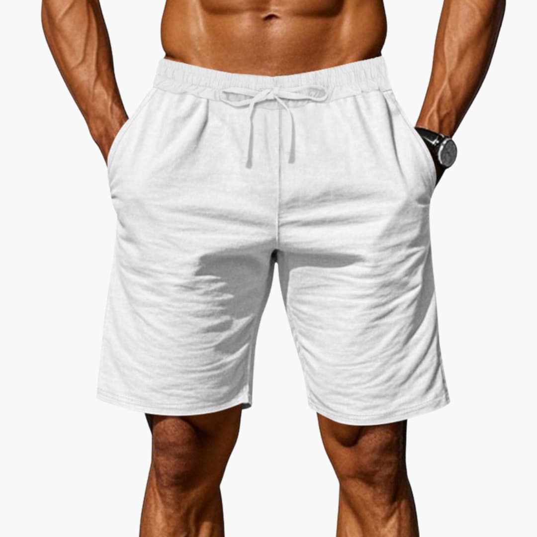 Men's Linen Shorts Elastic Waist Straight Hem - Fashinoza