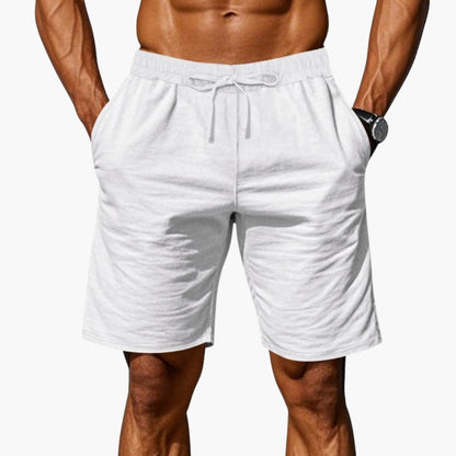 Men's Linen Shorts Elastic Waist Straight Hem - Fashinoza
