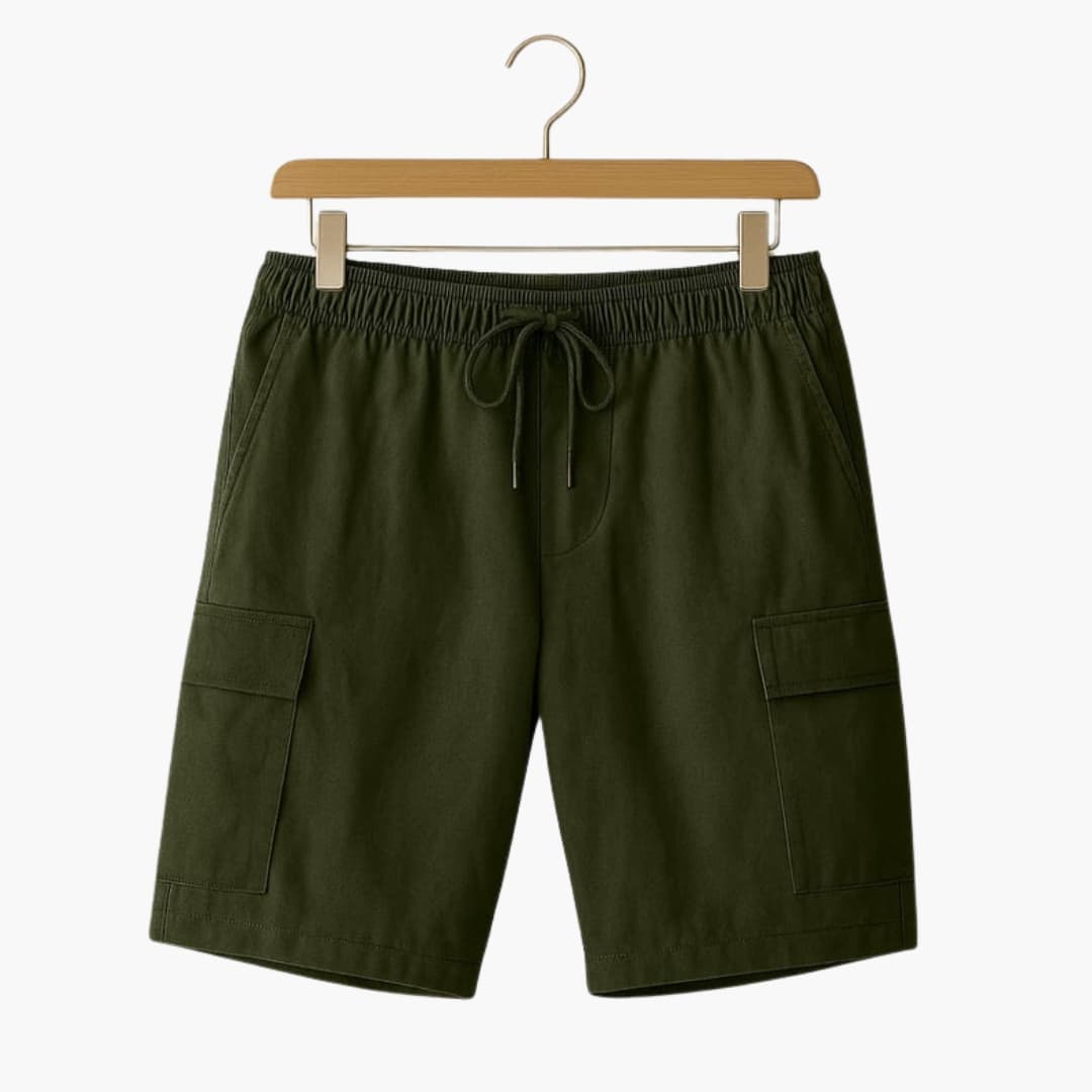 Men's Linen Shorts Elastic Waist Cargo Pockets