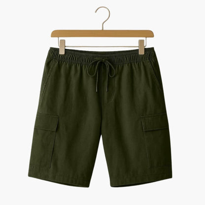Men's Linen Shorts Elastic Waist Cargo Pockets
