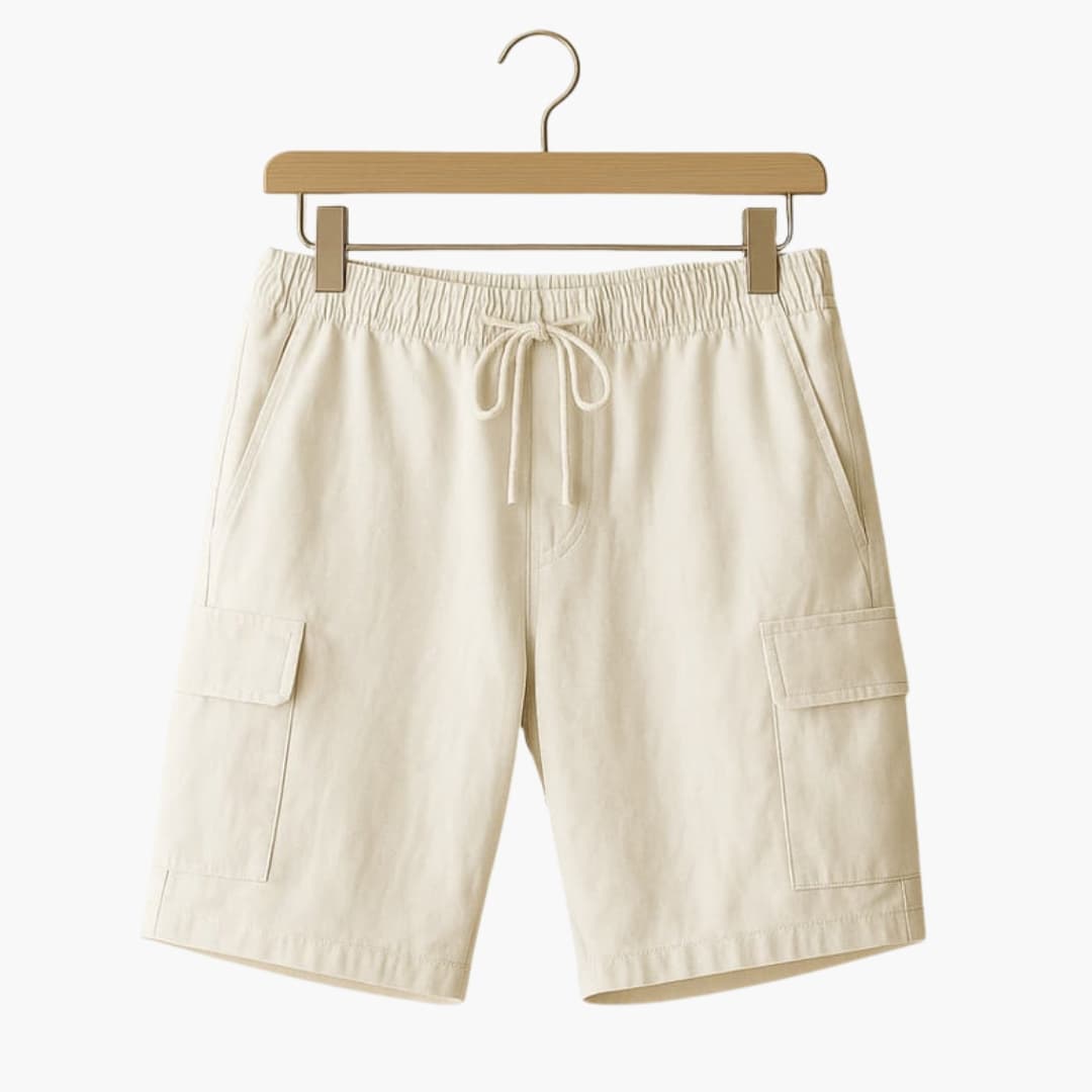 Men's Linen Shorts Elastic Waist Cargo Pockets - Fashinoza