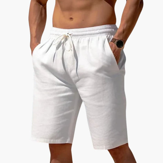 Men's Linen Shorts Elastic Waistband Drawstring - Fashinoza