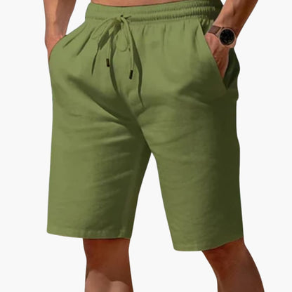 Men's Linen Shorts Elastic Waistband Drawstring
