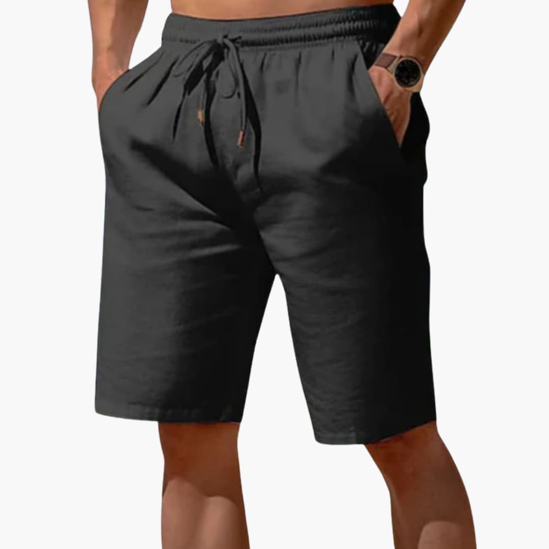 Men's Linen Shorts Elastic Waistband Drawstring