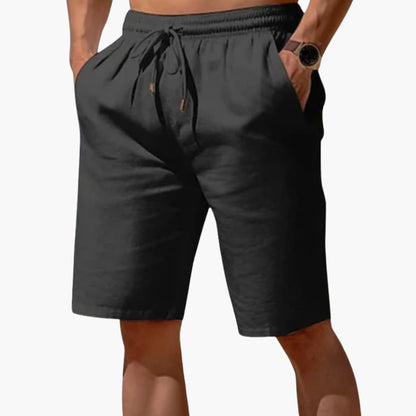 Men's Linen Shorts Elastic Waistband Drawstring