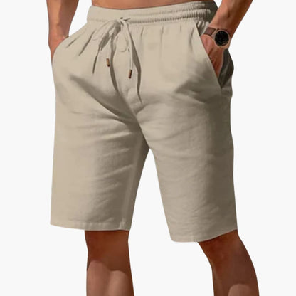 Men's Linen Shorts Elastic Waistband Drawstring