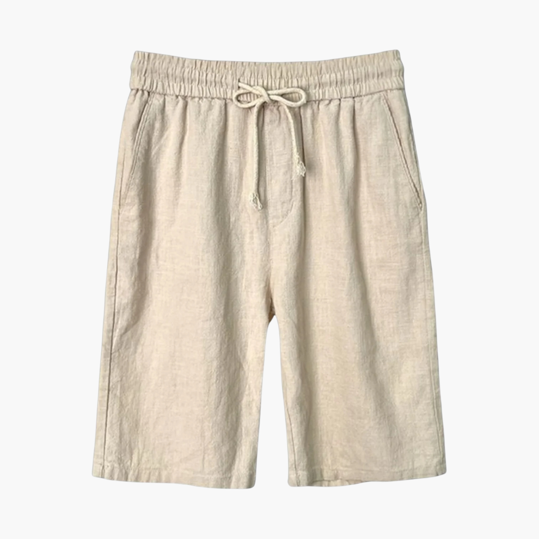Men's Linen Shorts Elastic Waistband - Fashinoza