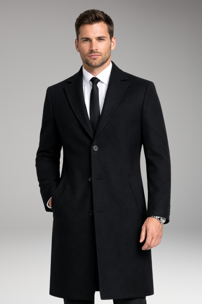 Men's Overcoat Notched Collar Side Pockets