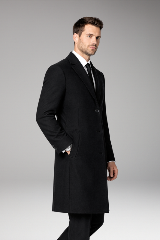 Men's Overcoat Notched Collar Side Pockets