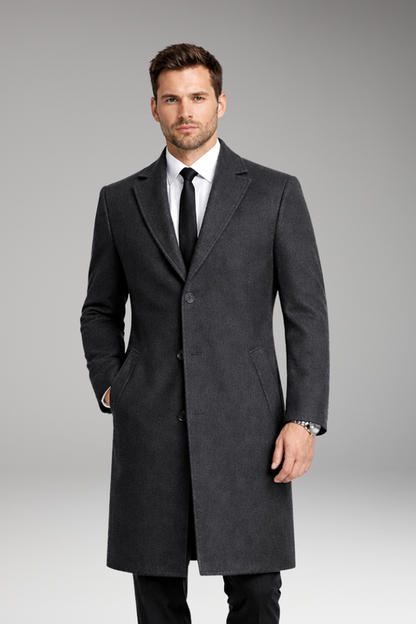 Men's Overcoat Notched Collar Side Pockets