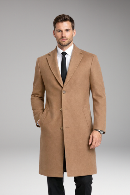 Men's Overcoat Notched Collar Side Pockets