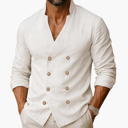 Men's Long Sleeve Double Placket Dress Shirt