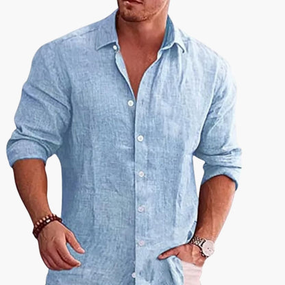 Men's Long Sleeve Button Down Shirt Pointed Collar - Fashinoza