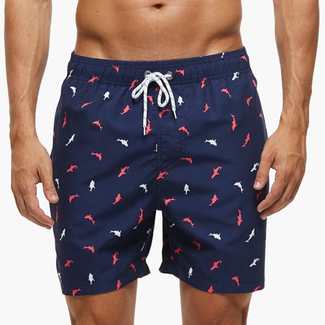 Men's Mid-Length Swim Trunks Drawstring Waist