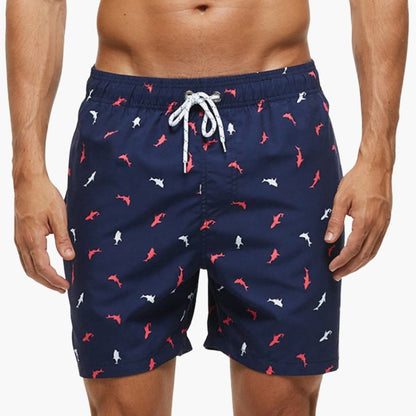 Men's Mid-Length Swim Trunks Drawstring Waist