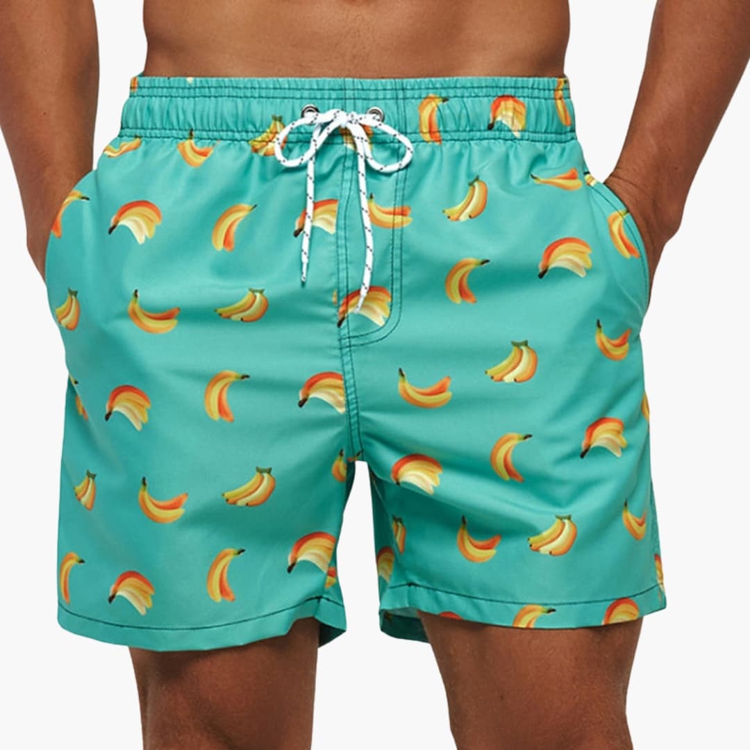 Men's Mid-Length Swim Trunks Drawstring Waist