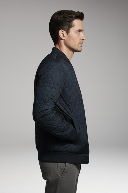 Men's Bomber Jacket Padded Check Pattern Side Pockets