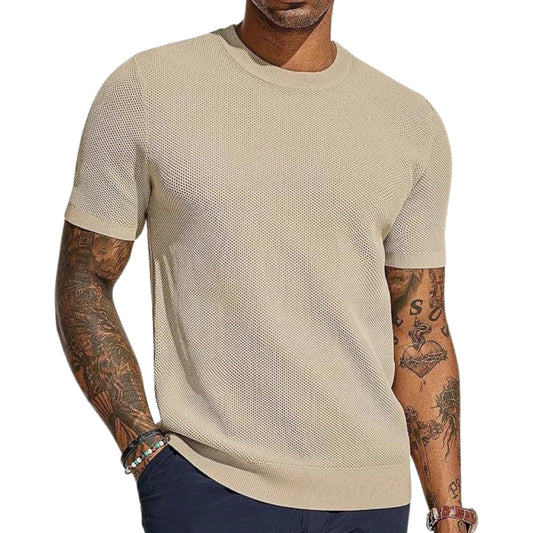 Men's Mesh Crew Neck Short Sleeve T-Shirt - Fashinoza
