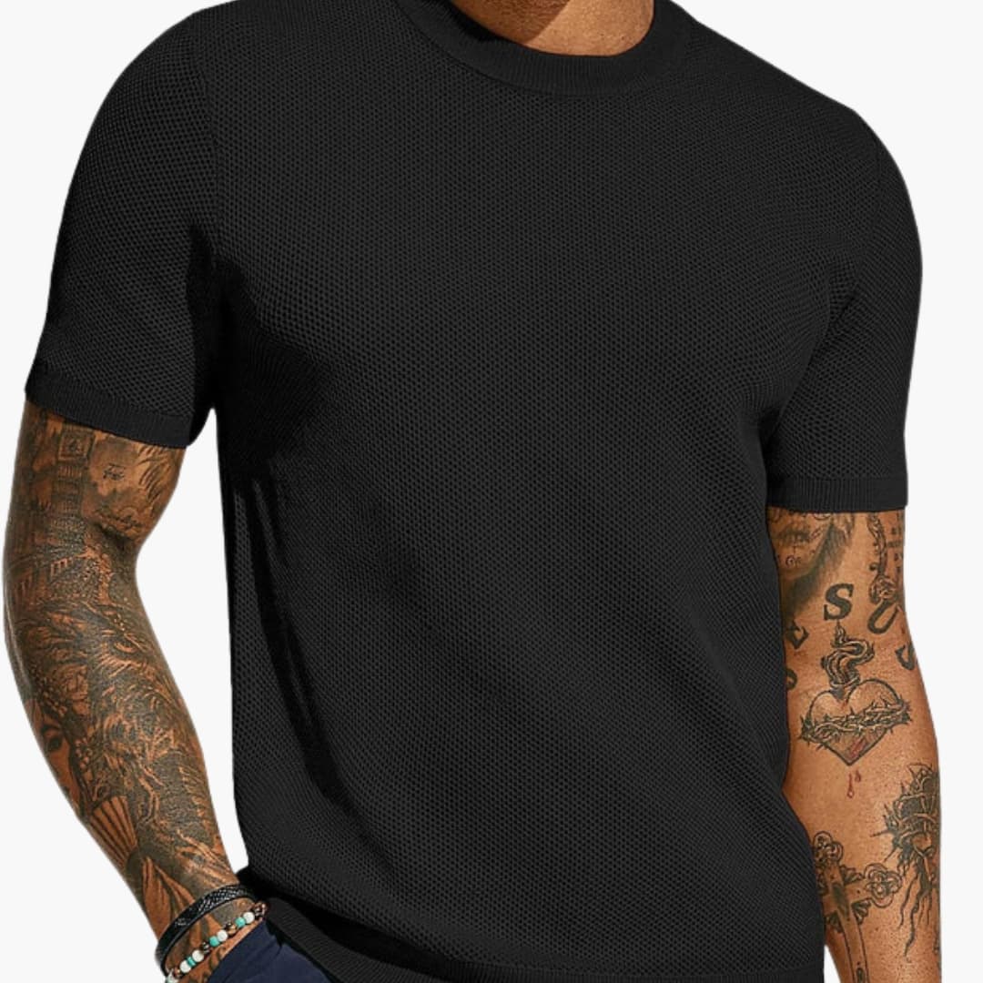 Men's Mesh Crew Neck Short Sleeve T-Shirt