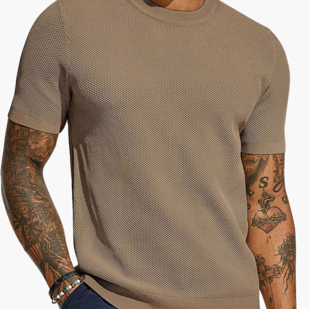 Men's Mesh Crew Neck Short Sleeve T-Shirt