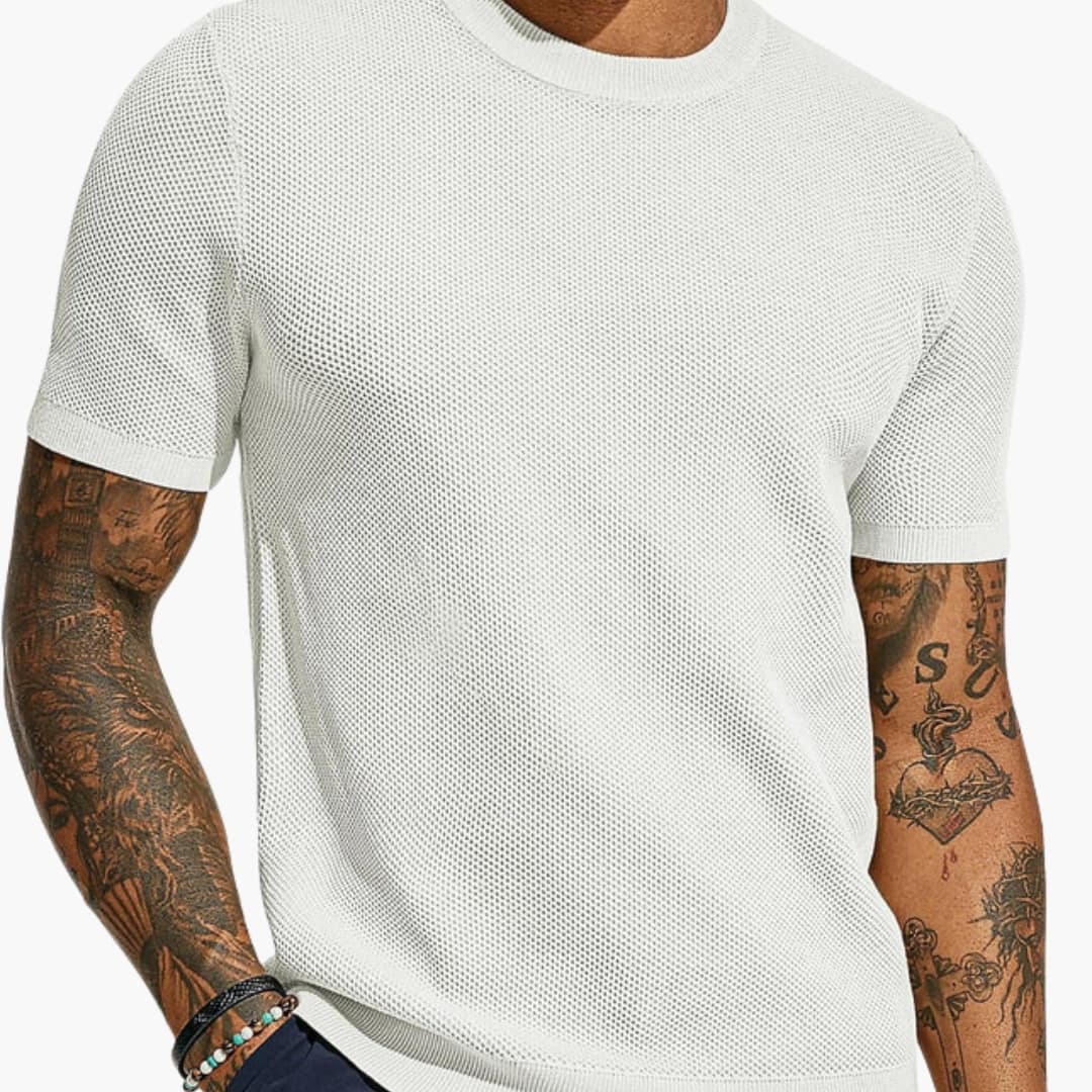 Men's Mesh Crew Neck Short Sleeve T-Shirt