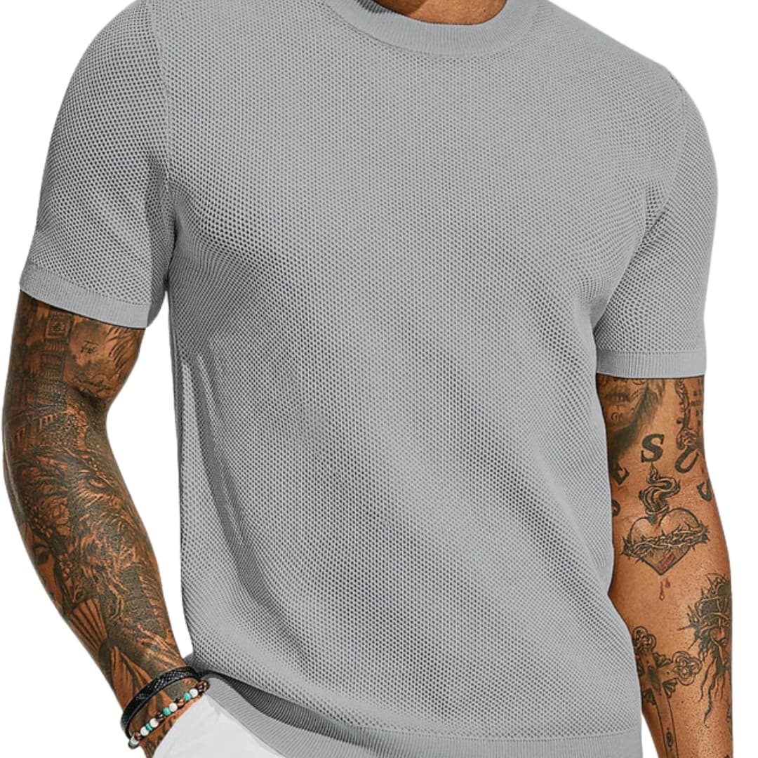 Men's Mesh Crew Neck Short Sleeve T-Shirt