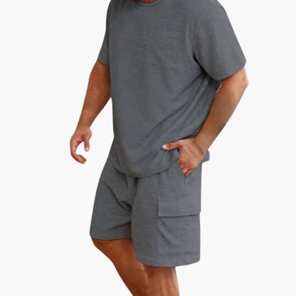 Men's 2-Piece Pocket T-Shirt And Cargo Shorts Set - Fashinoza