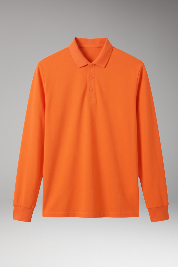 Men's Polo Shirt Long Sleeve Button Collar - 
Fashinoza