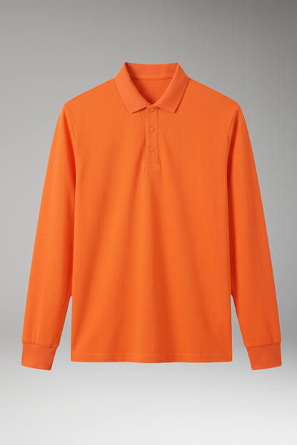 Men's Polo Shirt Long Sleeve Button Collar - 
Fashinoza