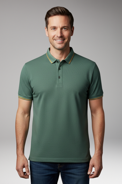 Men's Polo Shirt Classic Collar Button Front