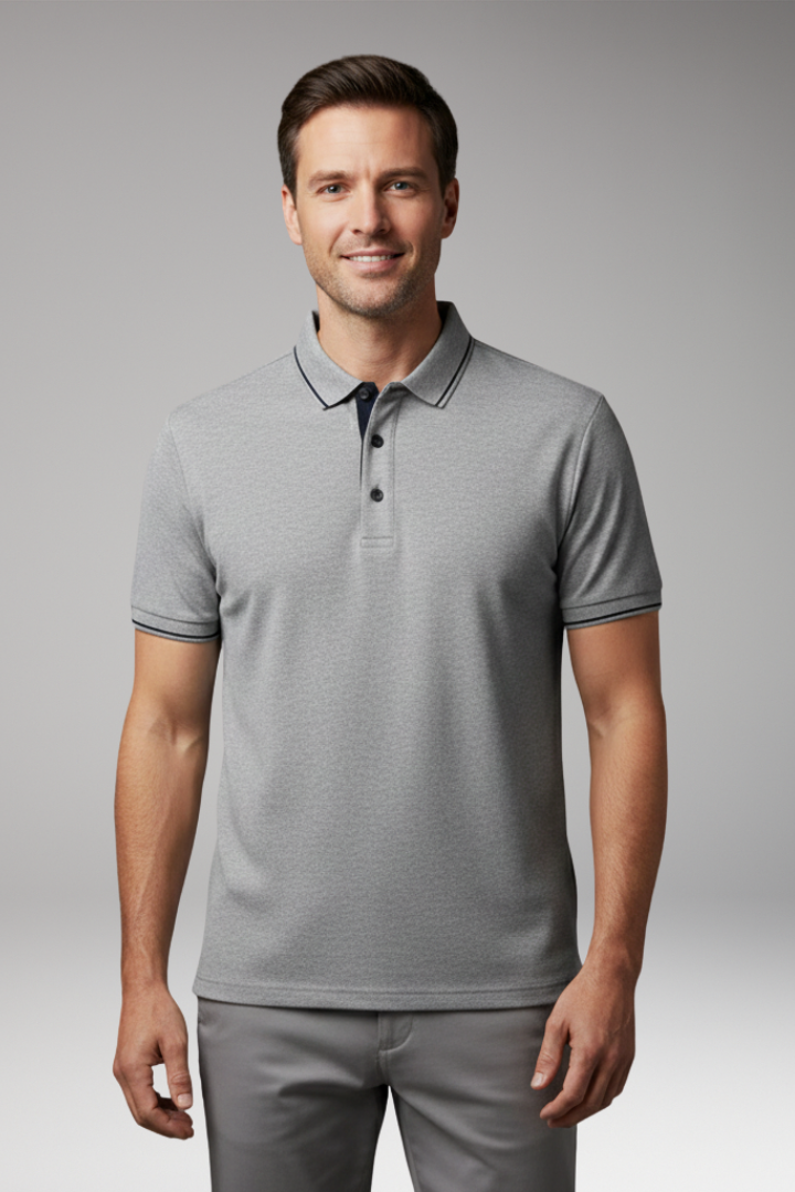 Men's Polo Shirt Classic Collar Button Front