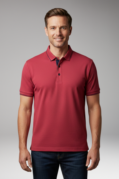 Men's Polo Shirt Classic Collar Button Front