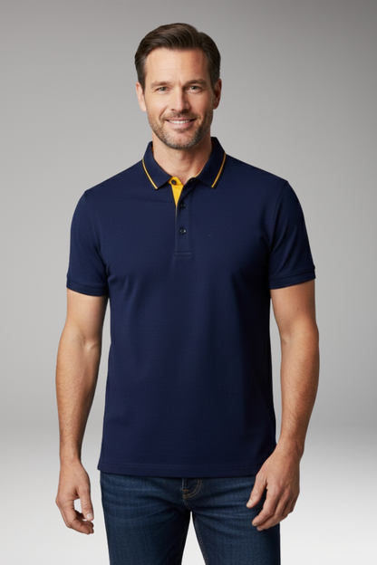 Men's Polo Shirt Classic Collar Button Front