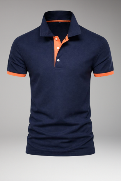 Men's Polo Shirt Contrasting Collar Button Front - 
Fashinoza