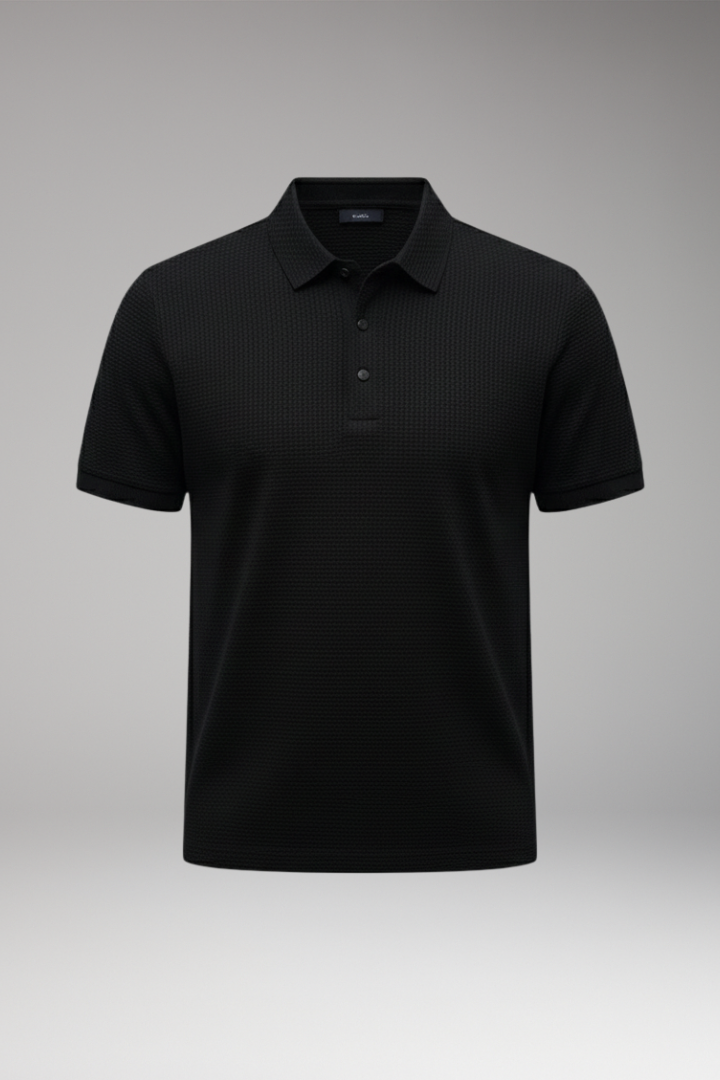 Men's Short Sleeve Polo Shirt Button Collar - 
Fashinoza