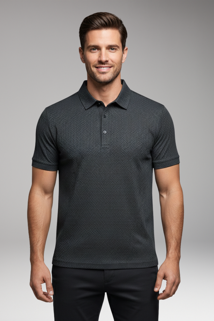 Men's Short Sleeve Polo Shirt Button Collar