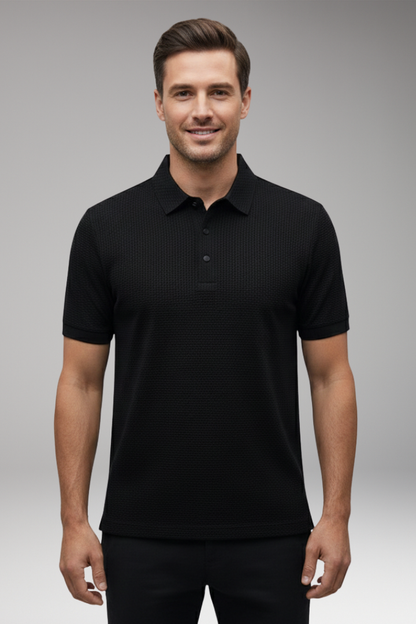 Men's Short Sleeve Polo Shirt Button Collar