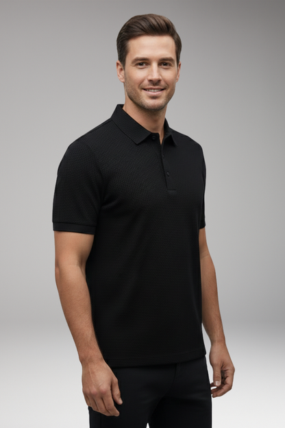 Men's Short Sleeve Polo Shirt Button Collar