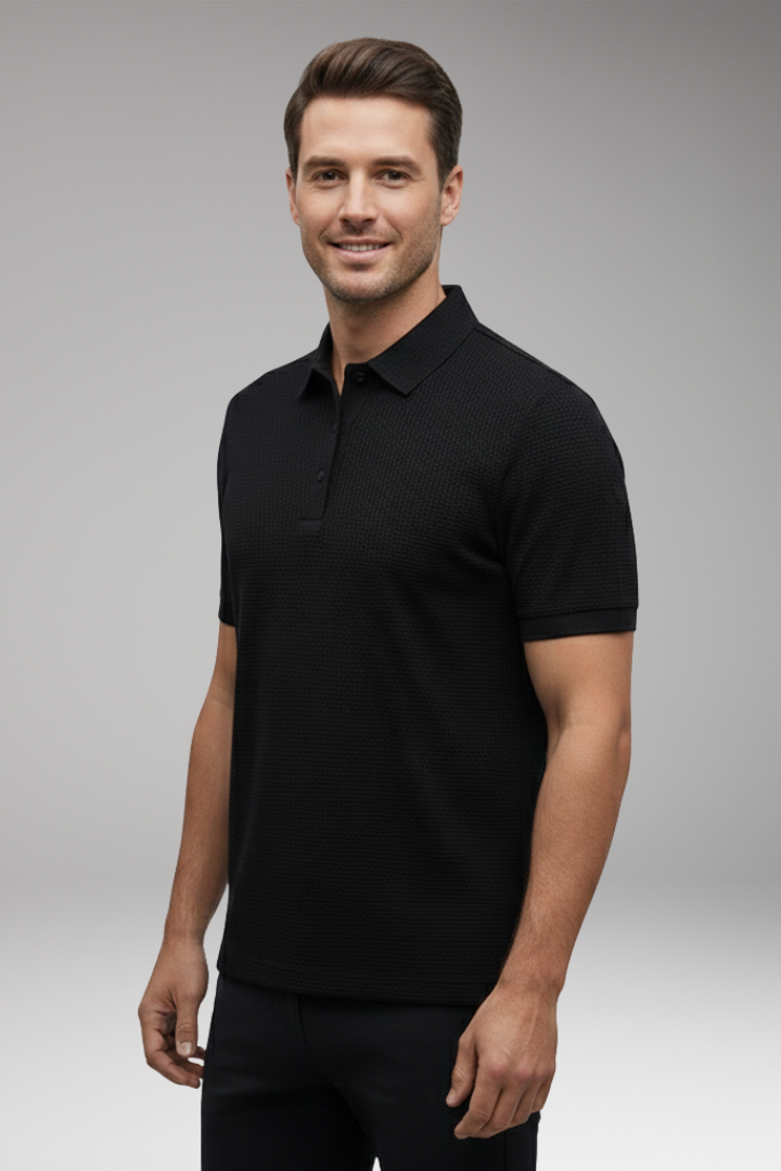 Men's Short Sleeve Polo Shirt Button Collar