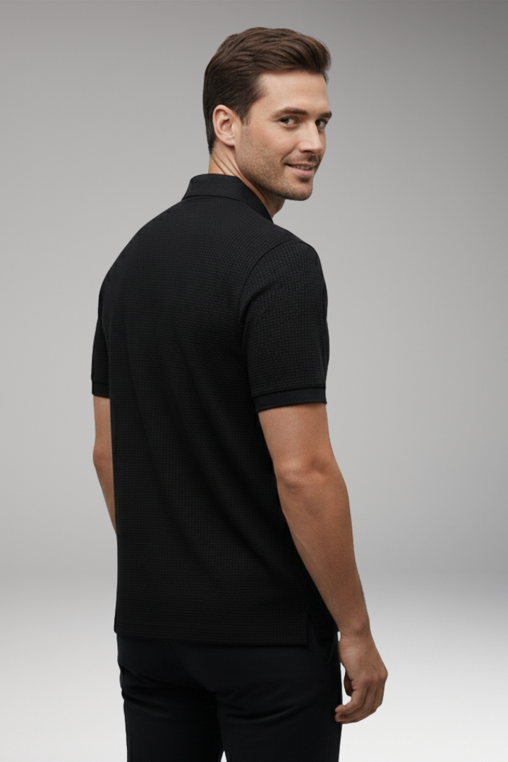 Men's Short Sleeve Polo Shirt Button Collar