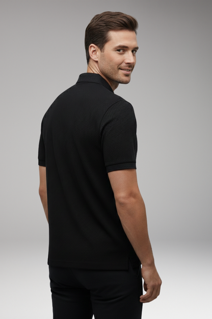 Men's Short Sleeve Polo Shirt Button Collar