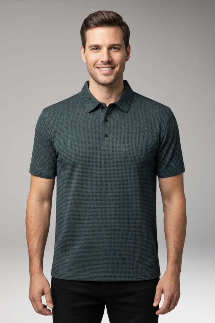 Men's Short Sleeve Polo Shirt Button Collar