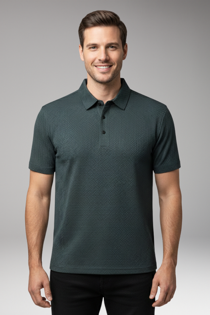 Men's Short Sleeve Polo Shirt Button Collar