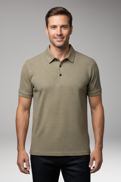 Men's Short Sleeve Polo Shirt Button Collar