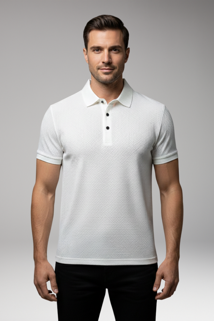 Men's Short Sleeve Polo Shirt Button Collar