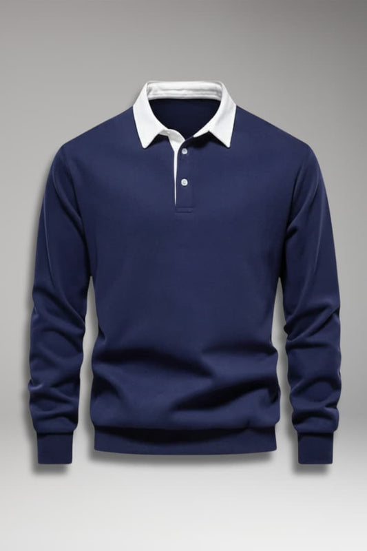 Men's Polo Sweater Long Sleeve Turn Down Collar - 
Fashinoza