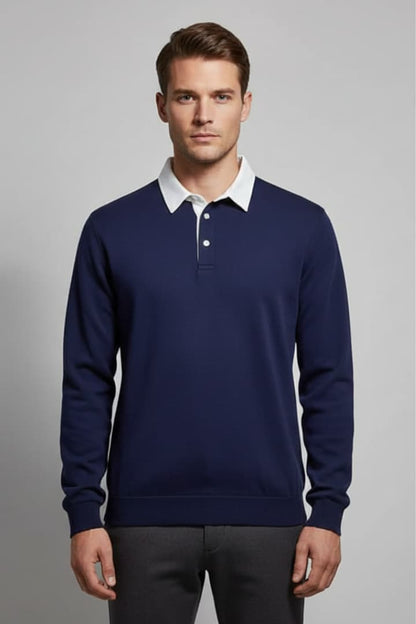 Men's Polo Sweater Long Sleeve Turn Down Collar