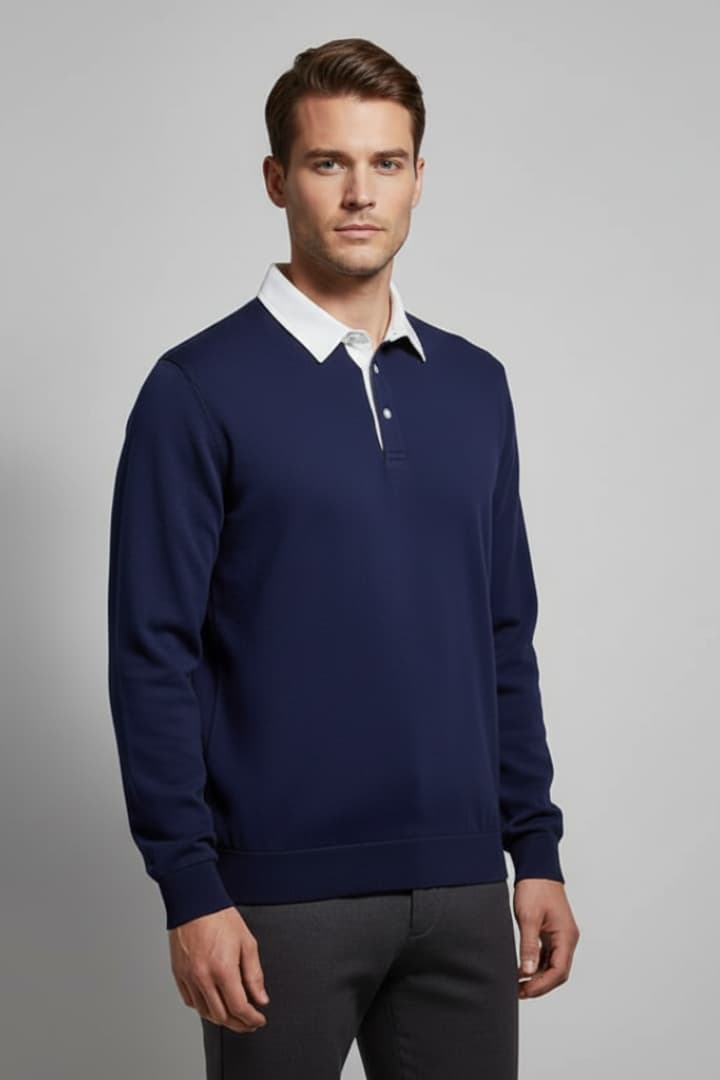 Men's Polo Sweater Long Sleeve Turn Down Collar