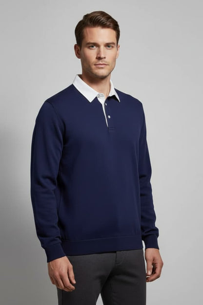 Men's Polo Sweater Long Sleeve Turn Down Collar