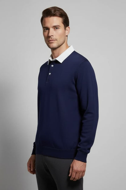 Men's Polo Sweater Long Sleeve Turn Down Collar